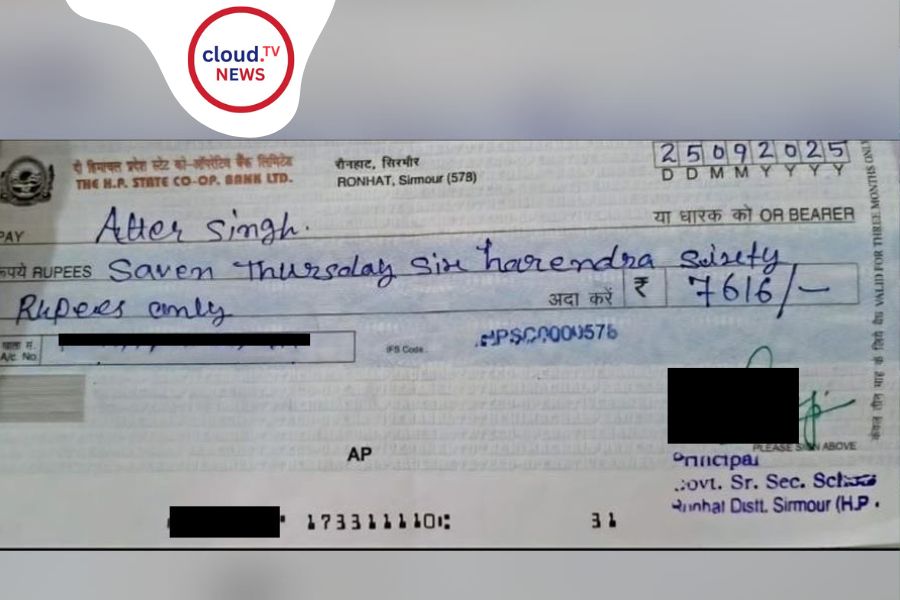 হিমাচল প্রদেশের স্কুল অধ্যক্ষের চেকে ইংরেজি বানানের ভুল, ছবি ভাইরাল