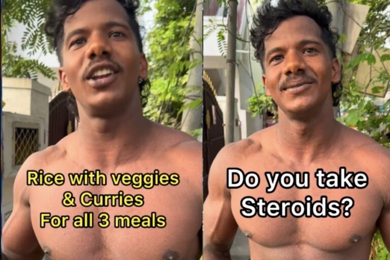 ভাত খেয়েই ‘সিক্স প্যাক’! চেন্নাইয়ের শ্রমিকের শরীরচর্চা ভাইরাল