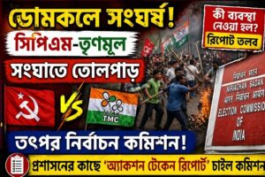 বাম সমর্থকদের ভোট দিতে বাধা : ডোমকলে সংঘর্ষ ঘিরে তৎপর কমিশন! সিপিএম-তৃণমূল সংঘাতে রিপোর্ট তলব