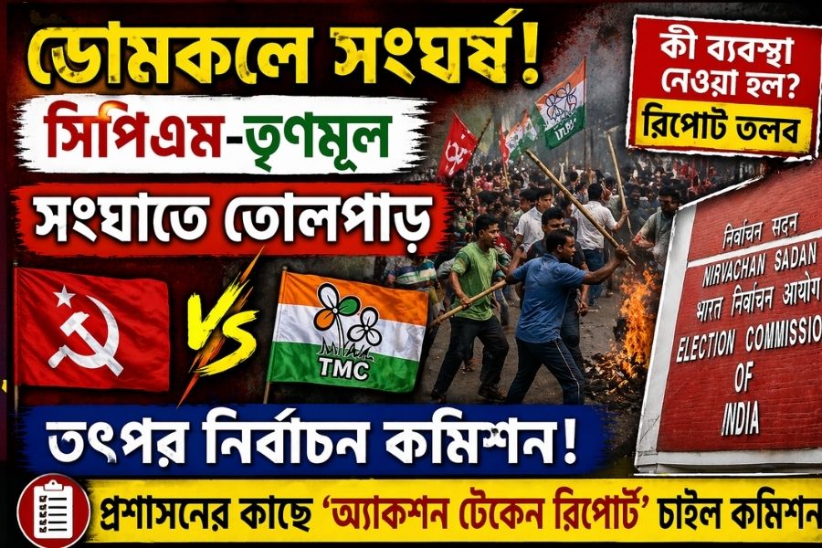 বাম সমর্থকদের ভোট দিতে বাধা : ডোমকলে সংঘর্ষ ঘিরে তৎপর কমিশন! সিপিএম-তৃণমূল সংঘাতে রিপোর্ট তলব